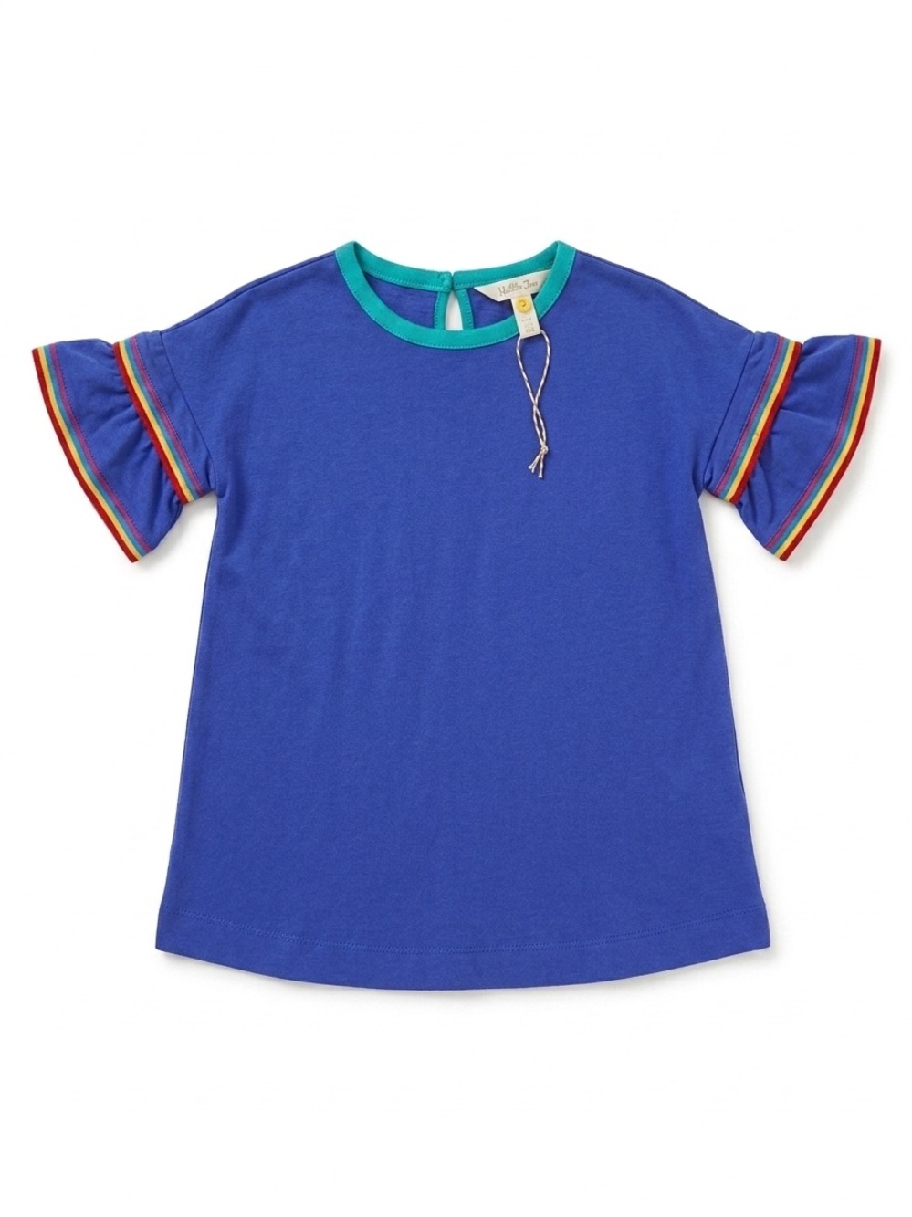 Matilda Jane "Bright Future" Dress Size 4 Blue Rainbow Ruffle Sleeve NWT